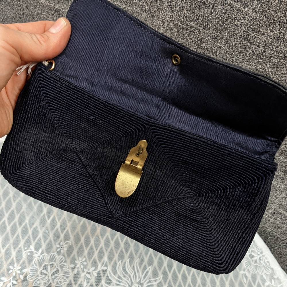 Vintage 50s-60s Evening Clutch w/ Metal Pin-Hinge Clasp